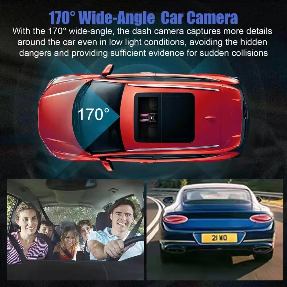 1080P جهاز تسجيل فيديو رقمي للمراقبة للسيارات Caméra de tableau de bord pour sécurité de voiture