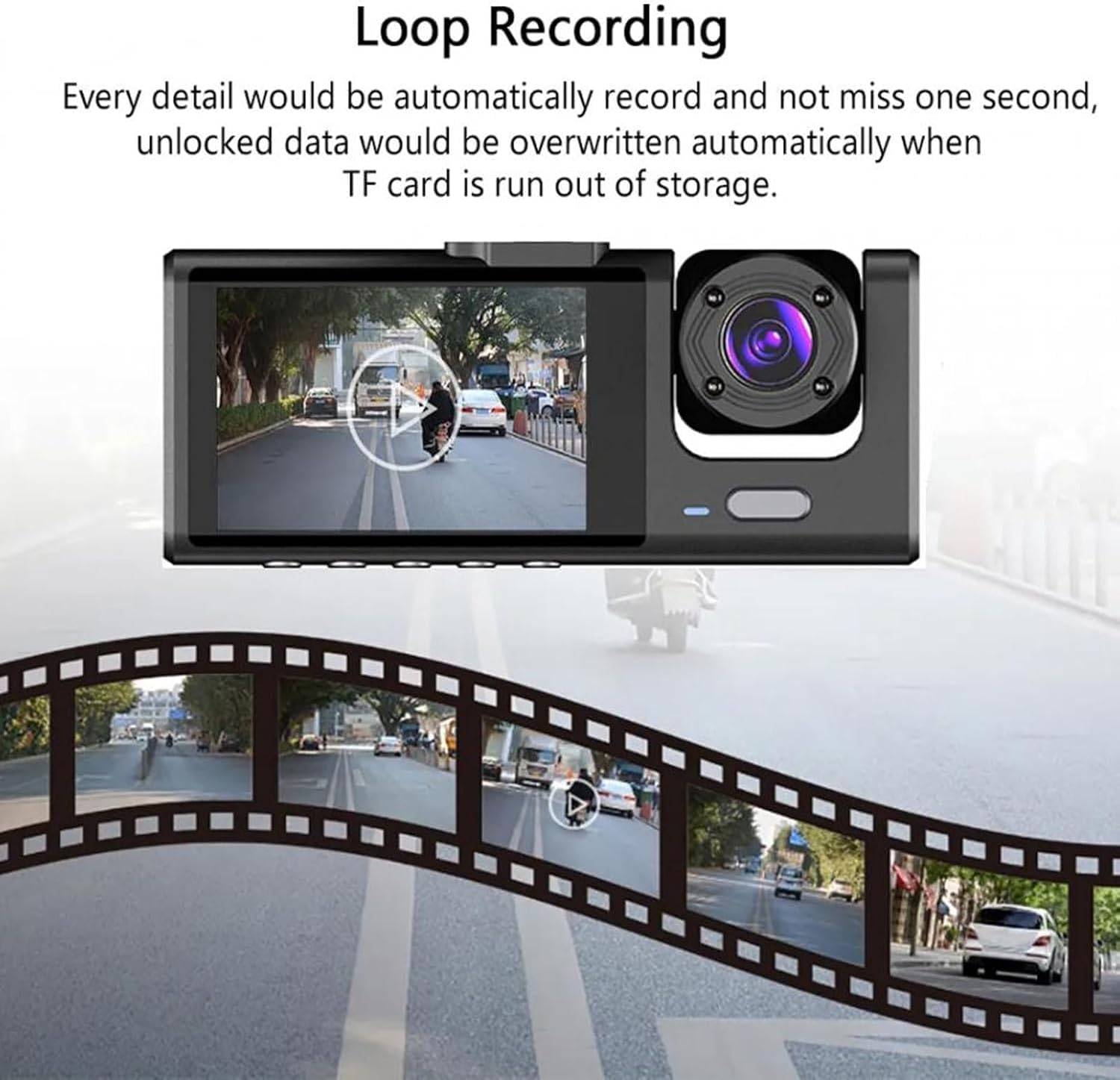 1080P جهاز تسجيل فيديو رقمي للمراقبة للسيارات Caméra de tableau de bord pour sécurité de voiture