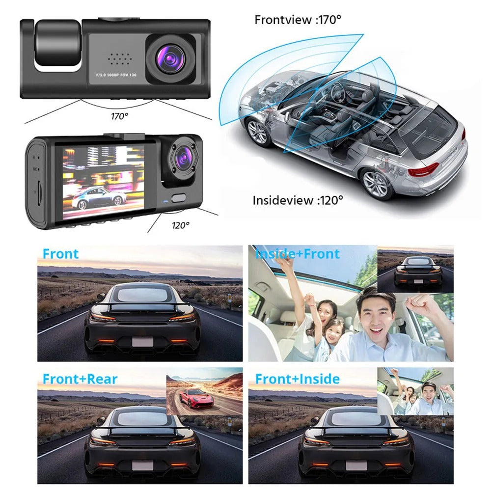 1080P جهاز تسجيل فيديو رقمي للمراقبة للسيارات Caméra de tableau de bord pour sécurité de voiture